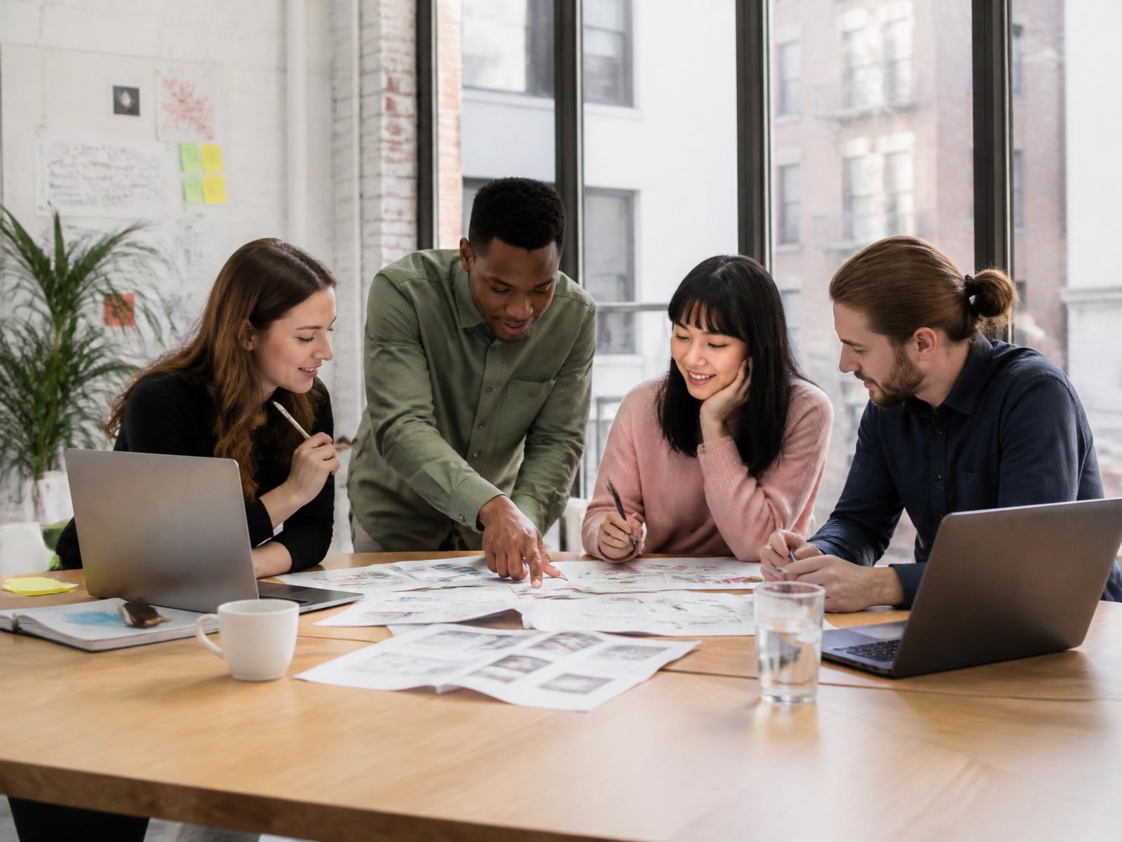 Équipe marketing collaborant dans un bureau montréalais